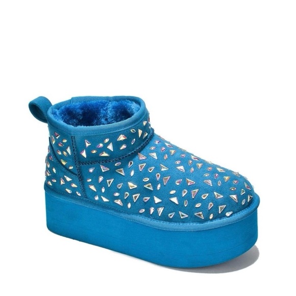 •CAPE ROBBIN• “Interble” Mini Platform Rhinestone Booties (blue) // NIB - Picture 2 of 14